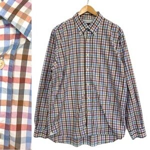 Hickey Freeman Plaid Check Long Sleeve Button Down Dress Shirt Mens Size Large